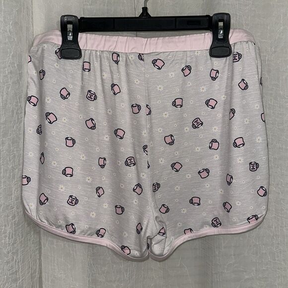 Life is Good Light Pink Navy Coffee Cup Graphic Short Sleeve Top & Shorts PJ Set - Picture 13 of 15